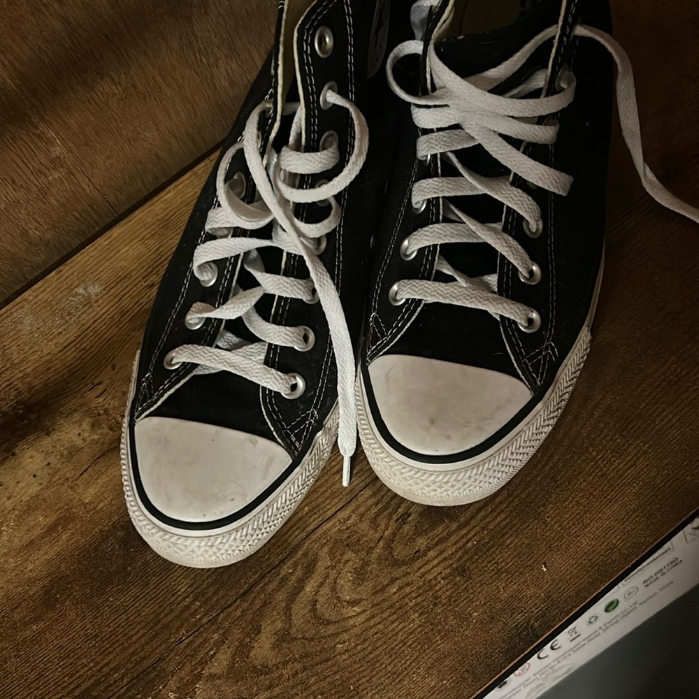 Black High-Top Sneakers with White Laces